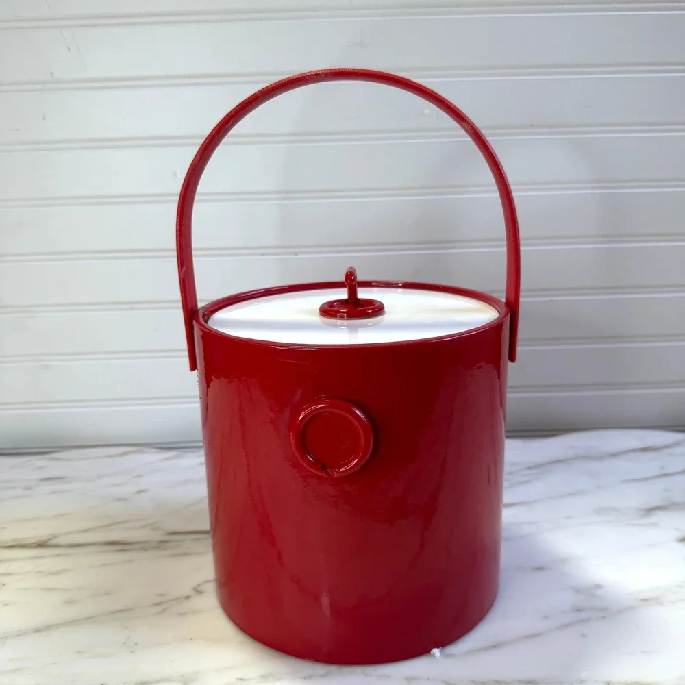 Vintage Red Rover Klad Ice Bucket – Eclectic 90s Barware Retro Style